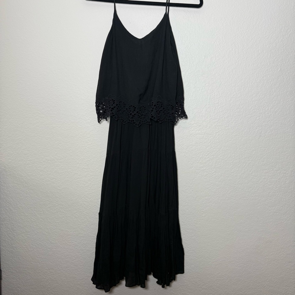 Mindy Malone Vintage 70’s Black Crochet Detail Dress